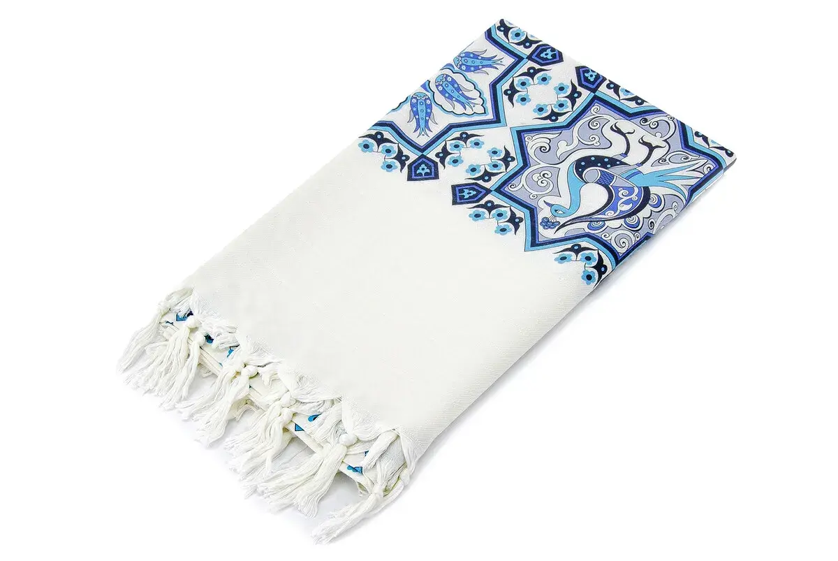 Peacock Tile Printed Cotton Bamboo Loincloth - 3