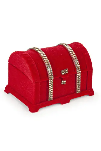 Pearl Rosary and Zikirmatik Set Mevlüt Gift in Box with Chest Red - İhvan (1)