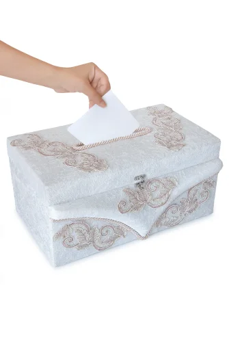 Pembe Çiçek Detaylı Kadife Takı Sandığı - İhvan (1)