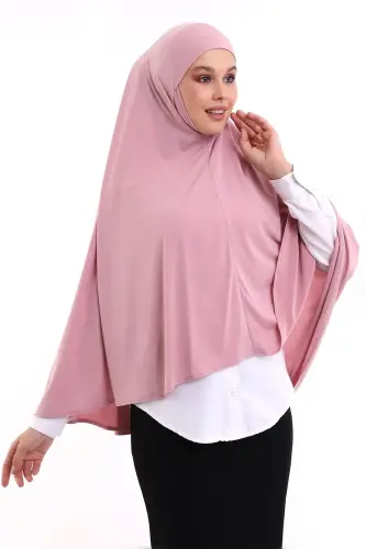 Pembe Malezya Model Pratik Çarşaf Üstü Kolsuz Tesettür Sufle Eşarp - 2