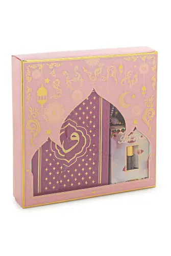 Pembe Vav Desenli Termo Deri Arapça Kuranı Kerim ve Seccade Seti - ihvanonline (1)