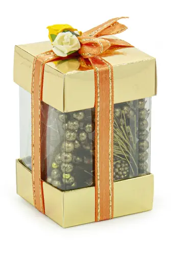 Pencere Kutulu Mini Kuran Seti - İnci Tesbihli - Pleksili - Gold - ihvanonline (1)