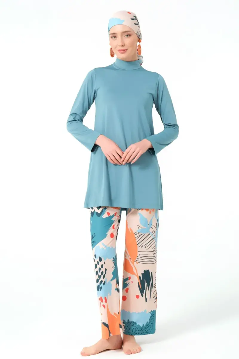 Pers Yeşili Okyanus Tam Kapalı Tesettür Mayo 23667-25 - 1