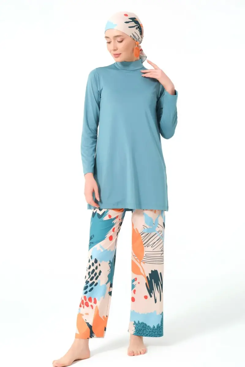 Pers Yeşili Okyanus Tam Kapalı Tesettür Mayo 23667-25 - 2