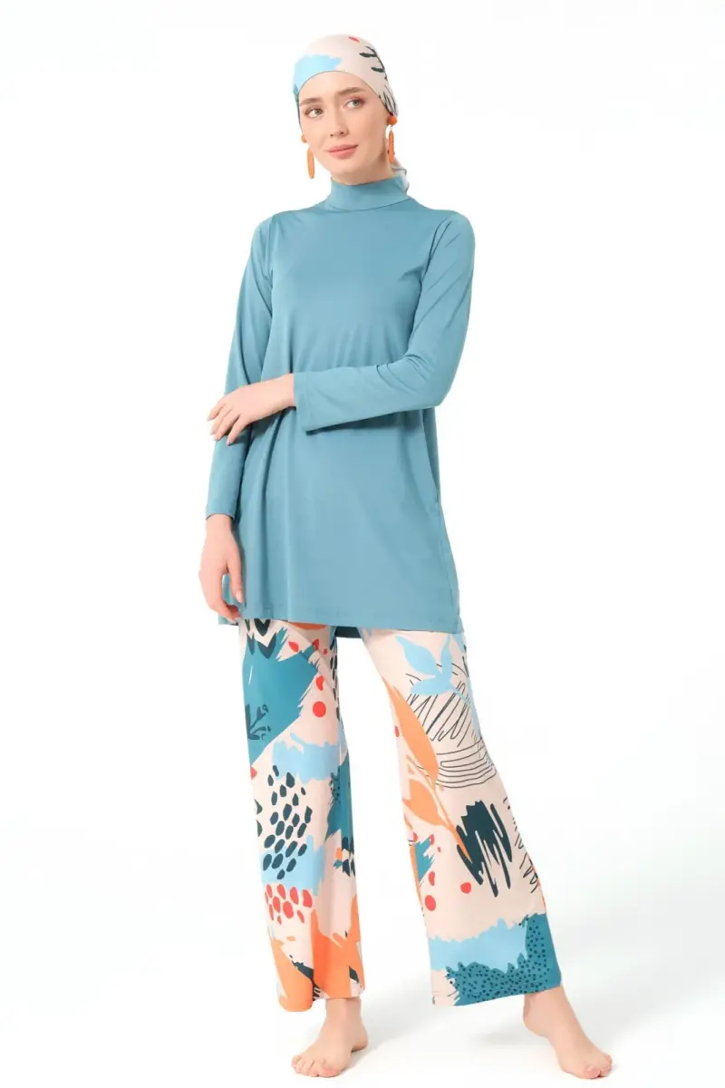 Pers Yeşili Okyanus Tam Kapalı Tesettür Mayo 23667-25 - 3