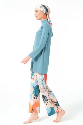 Pers Yeşili Okyanus Tam Kapalı Tesettür Mayo 23667-25 - 4