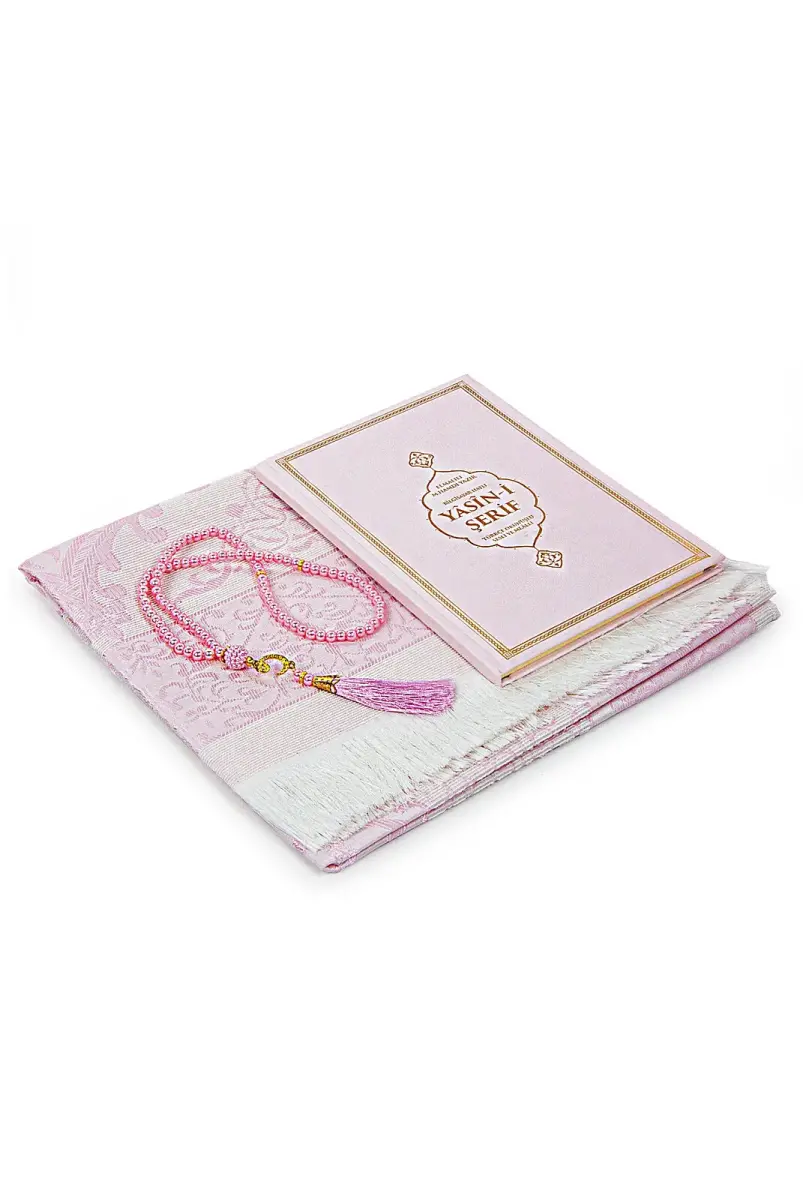 Pink Dowry Prayer Rug Set, Religious Gift Suitable for Bride's Bundle, Personalized Yasin Book - 5