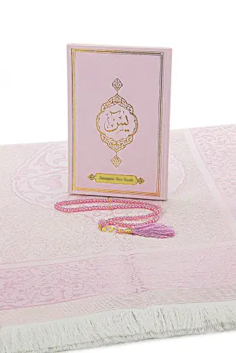 Pink Dowry Prayer Rug Set, Religious Gift Suitable for Bride's Bundle, Personalized Yasin Book - 3