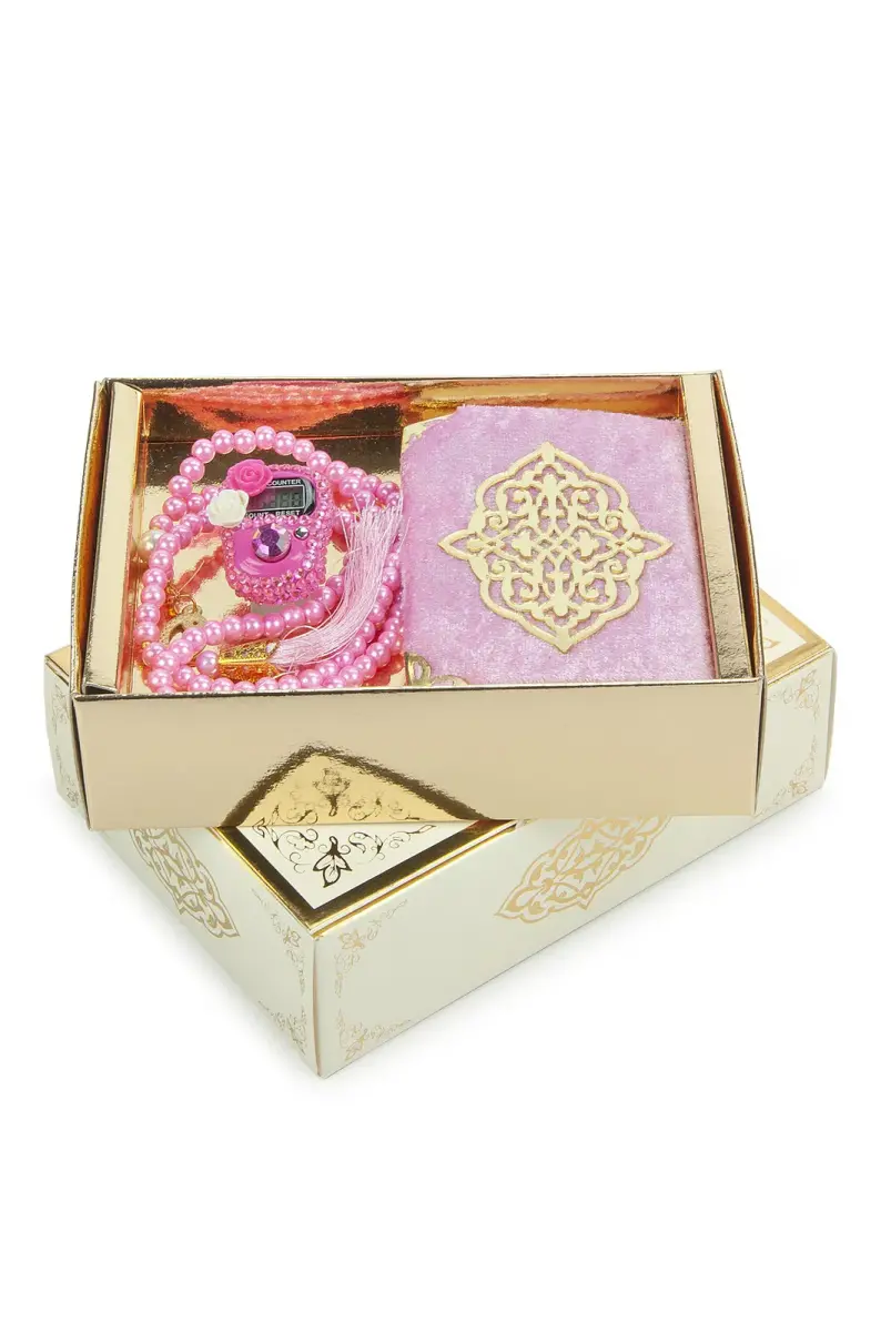 Pink Stone Chanting - Pocket Size Arabic Yasin-i Şerif - Hajj Umrah Gift Set with Pearl Prayer Beads - 3