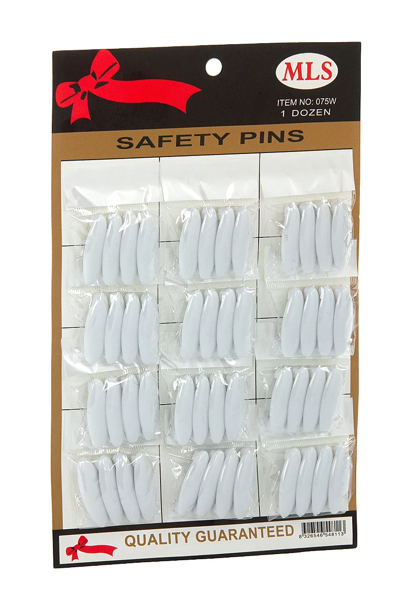 Plastik Kaplı Renkli Çengelli İğne 12 Paket 48 Adet - Beyaz - 2