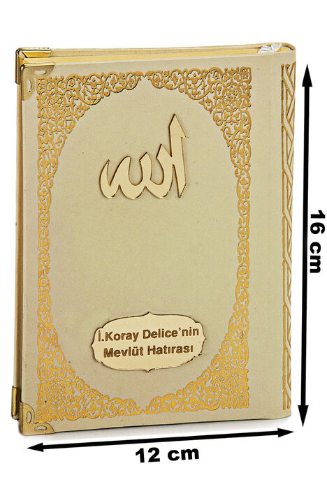 Pleksiye Özel İsim Yazılı Ciltli Yasin Kitabı Çanta Boy Krem 128 Sayfa - 1