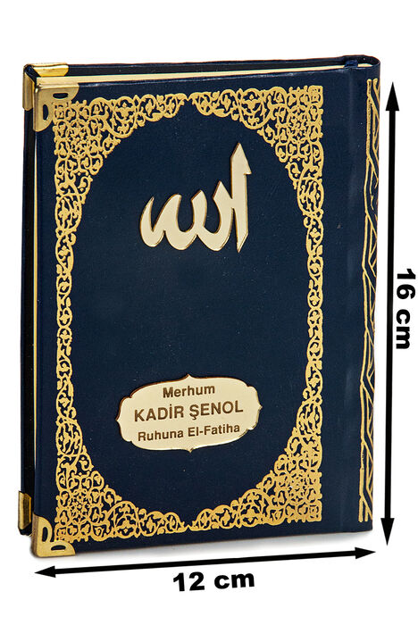 Pleksiye Özel İsim Yazılı Ciltli Yasin Kitabı Çanta Boy Lacivert 128 Sayfa - 1