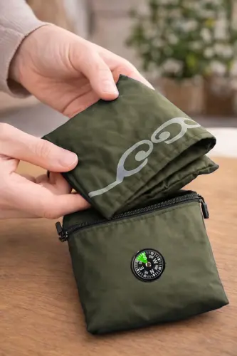 Pocket Prayer Rug with Compass - Green Color - 4