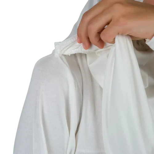 Pratik Başörtülü Tek Parça Çocuk Namaz Elbisesi 8-12 Yaş - Krem - 8