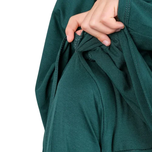 Pratik Başörtülü Tek Parça Çocuk Namaz Elbisesi 8-12 Yaş - Zümrüt Yeşili - 8