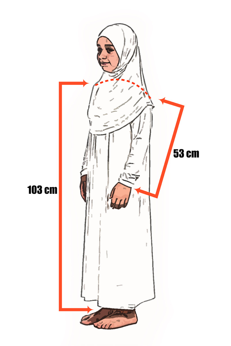 Pratik Başörtülü Tek Parça Kız Çocuk Namaz Elbisesi 9-11 Yaş Vizon - 4