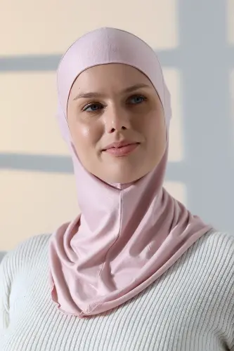 Pratik Boyunluklu Geçmeli Büyük Tesettür Bone - Pembe 
