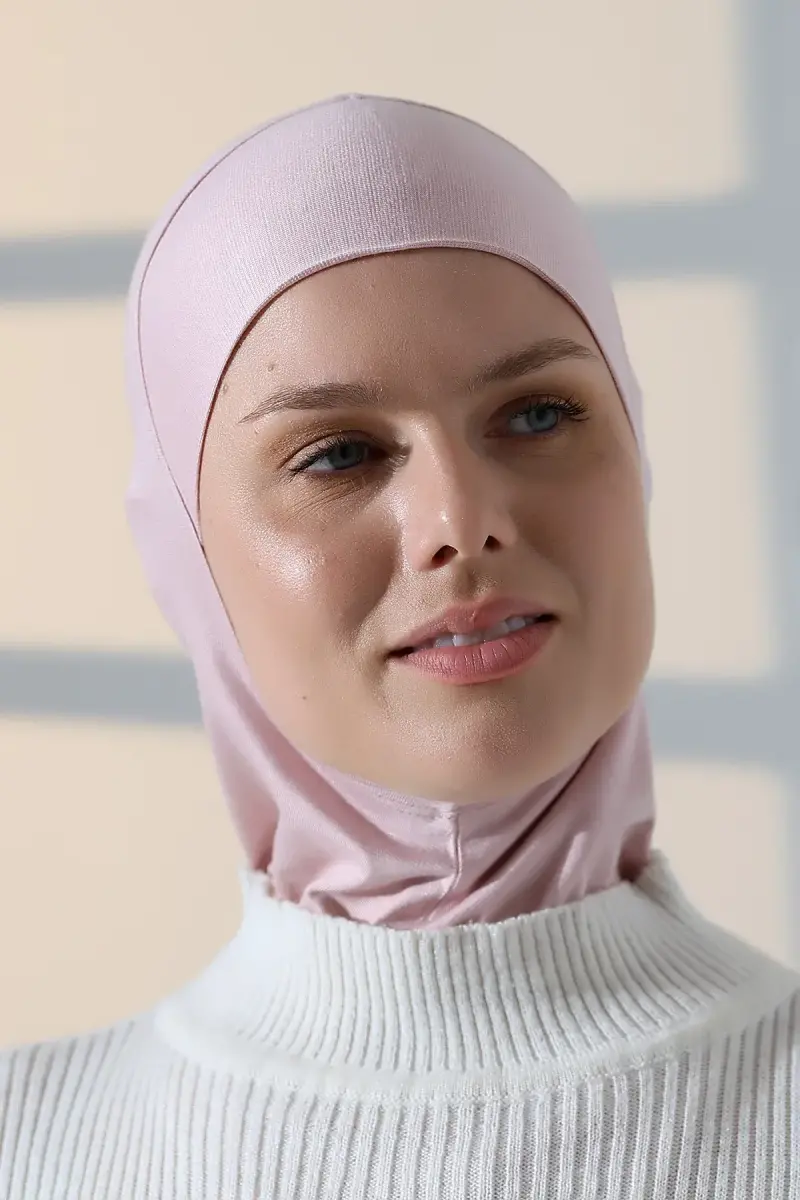 Pratik Boyunluklu Geçmeli Büyük Tesettür Bone - Pembe - 4