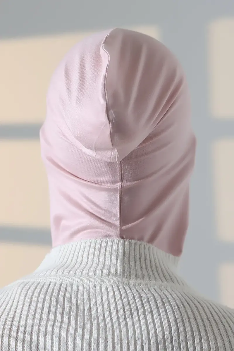Pratik Boyunluklu Geçmeli Büyük Tesettür Bone - Pembe - 8
