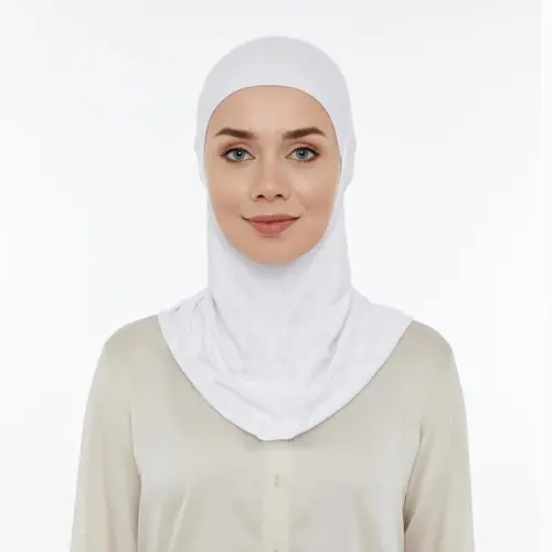 Pratik Boyunluklu Tesettür Hijab Bone Beyaz 