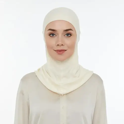 Pratik Boyunluklu Tesettür Hijab Bone Krem 