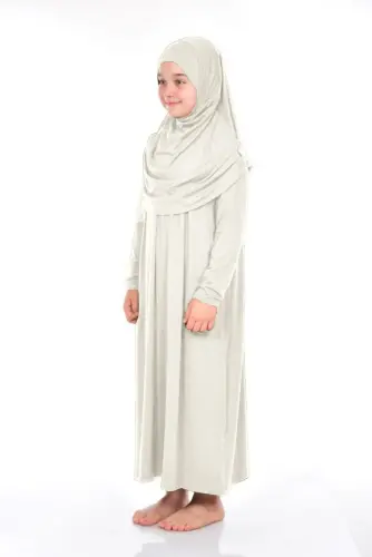 Pratik Çocuk Namaz Elbisesi 8-12 Yaş Bej - ihvanonline (1)