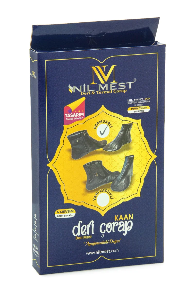 Pratik Fermuarlı, Nefes Alabilen, Su Geçirmez Deri Mest Çorap Siyah - 2