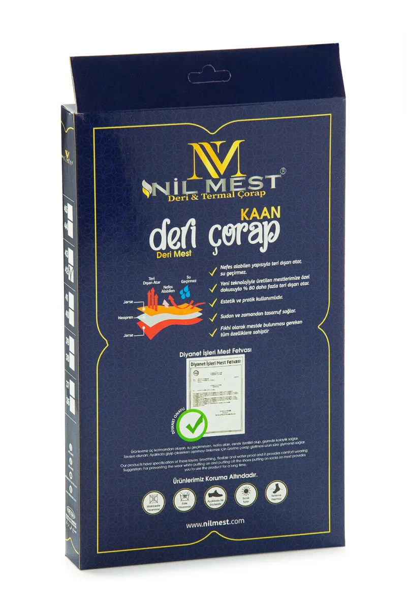 Pratik Fermuarlı, Nefes Alabilen, Su Geçirmez Deri Mest Çorap Siyah - 3