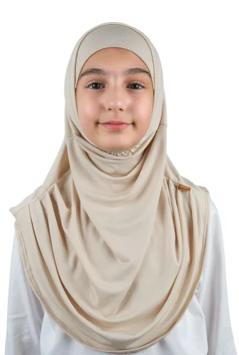Pratik Hazır Geçmeli Boneli Çocuk Şal Bej 
