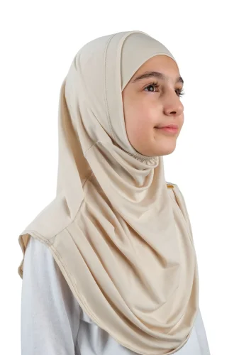 Pratik Hazır Geçmeli Boneli Çocuk Şal Bej - 3