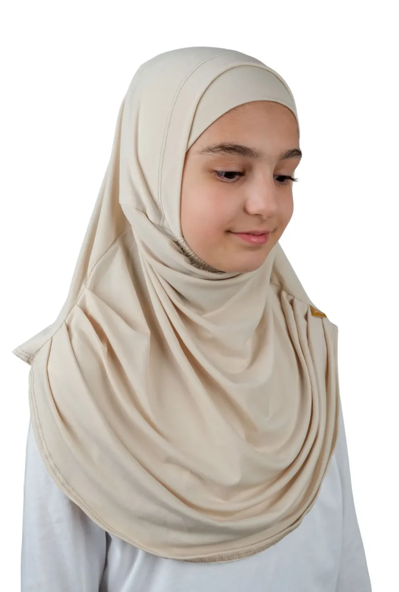 Pratik Hazır Geçmeli Boneli Çocuk Şal Bej - 6