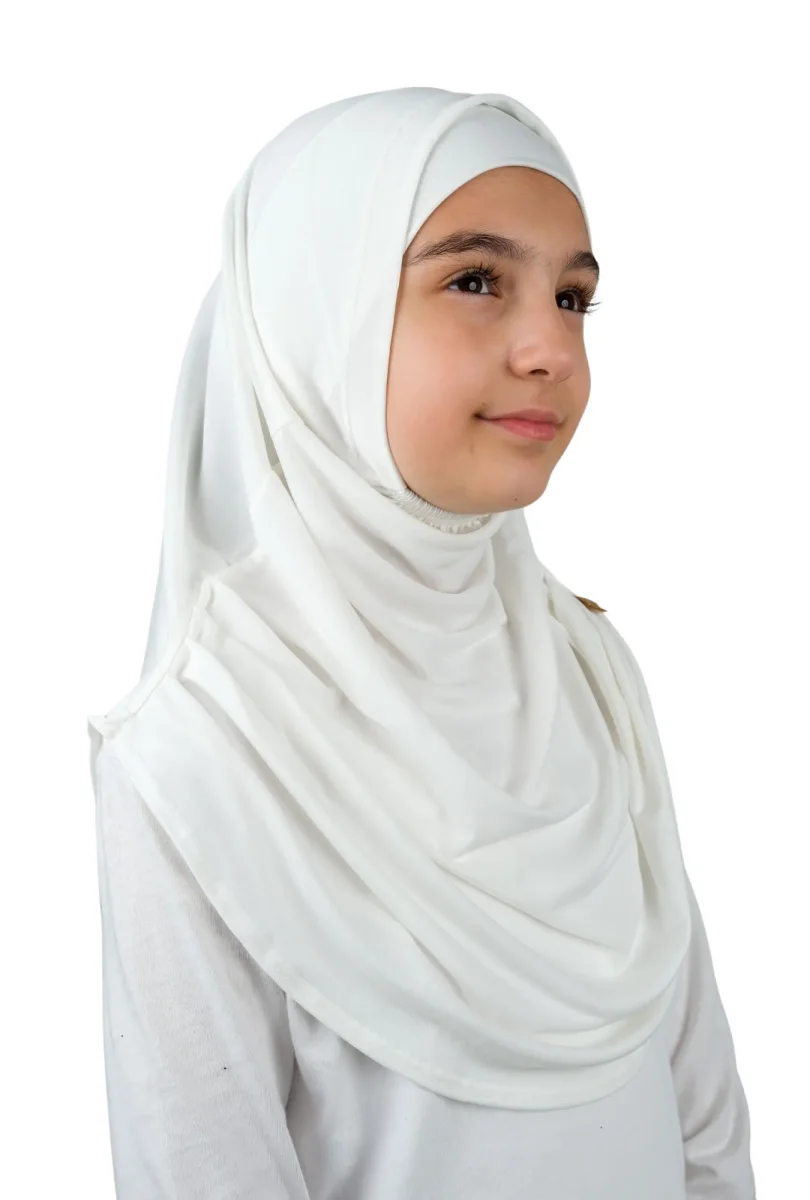 Pratik Hazır Geçmeli Boneli Çocuk Şal Beyaz - 4