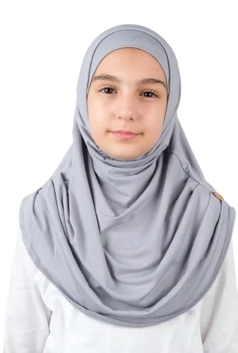 Pratik Hazır Geçmeli Boneli Çocuk Şal Gri 