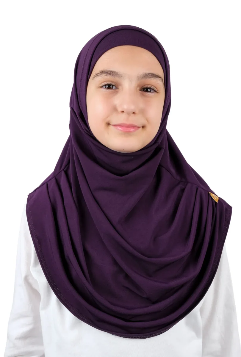 Pratik Hazır Geçmeli Boneli Çocuk Şal Mürdüm - 1