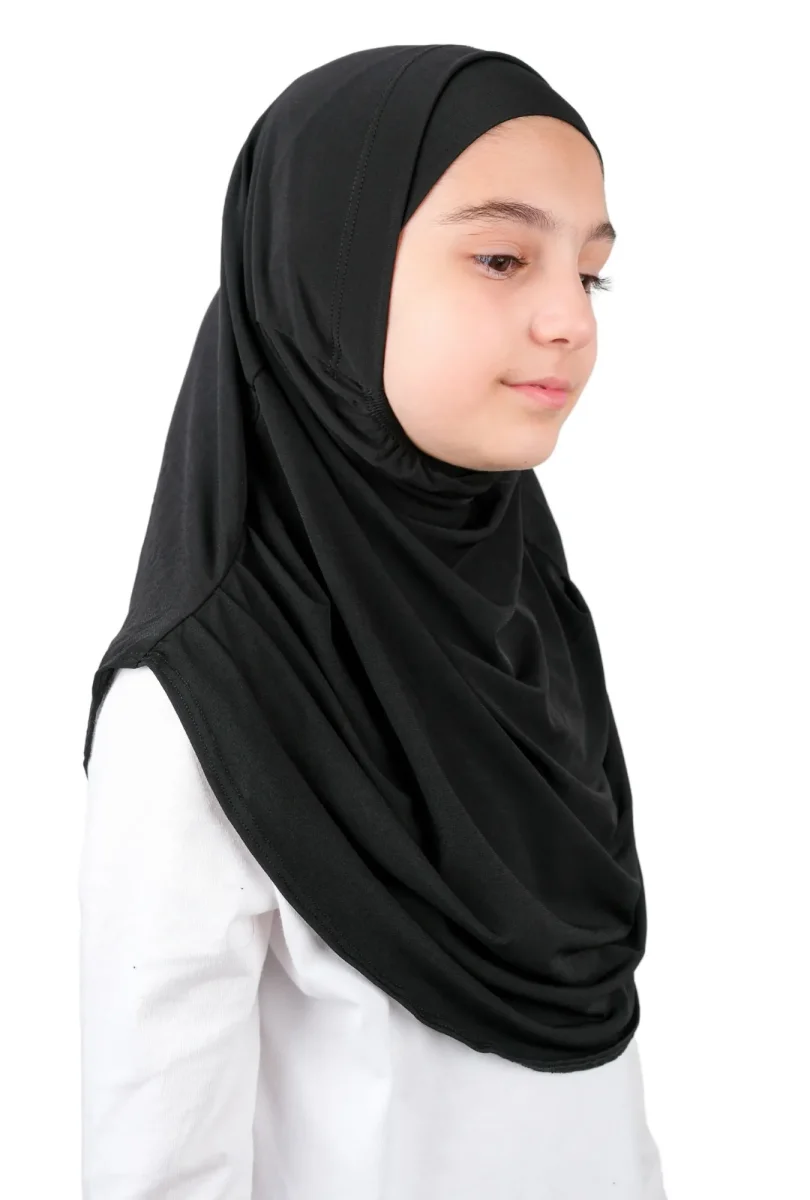 Pratik Hazır Geçmeli Boneli Çocuk Şal Siyah - 2