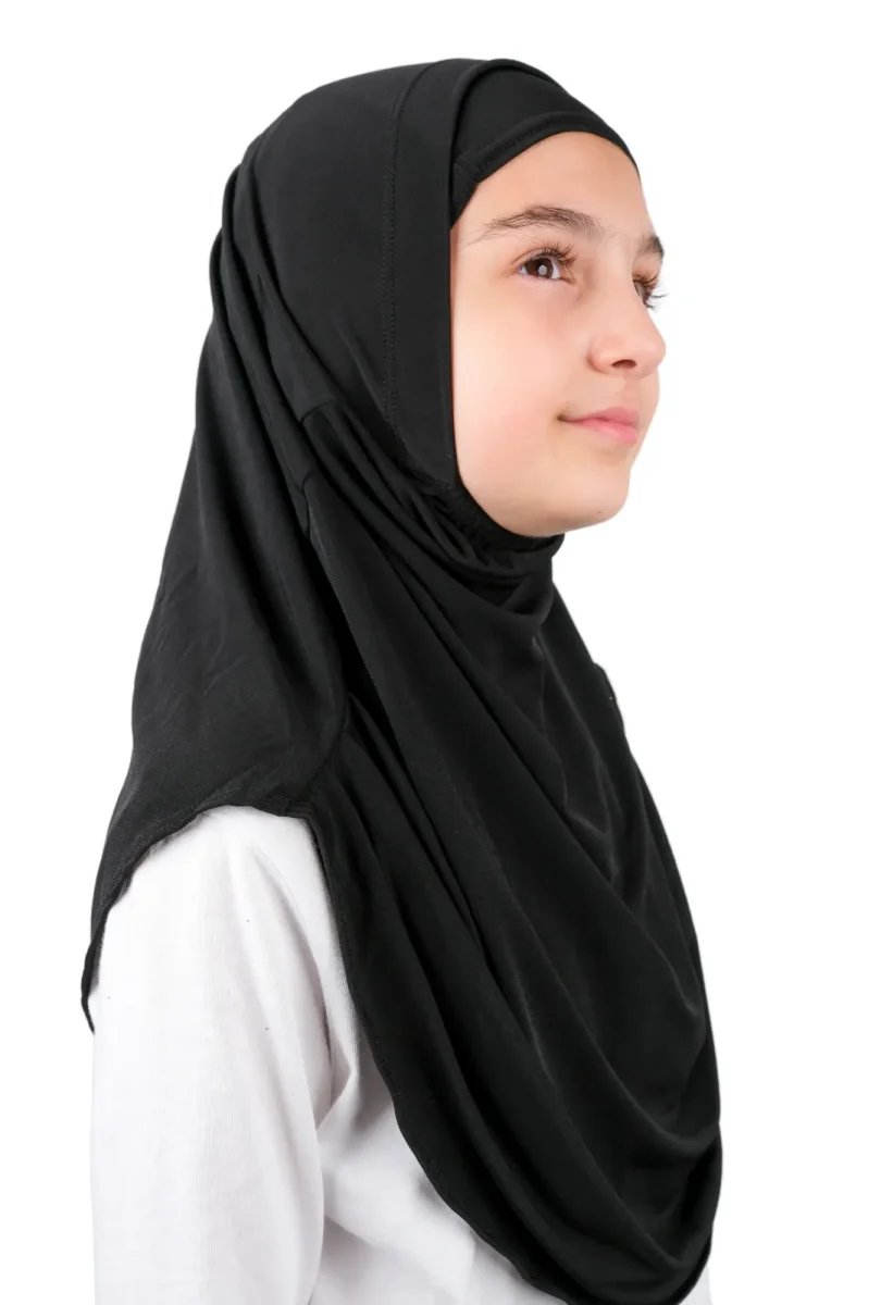 Pratik Hazır Geçmeli Boneli Çocuk Şal Siyah - 3