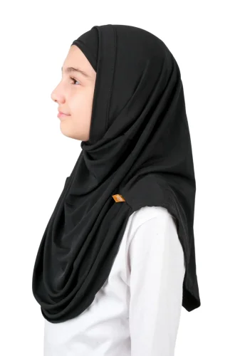Pratik Hazır Geçmeli Boneli Çocuk Şal Siyah - 4