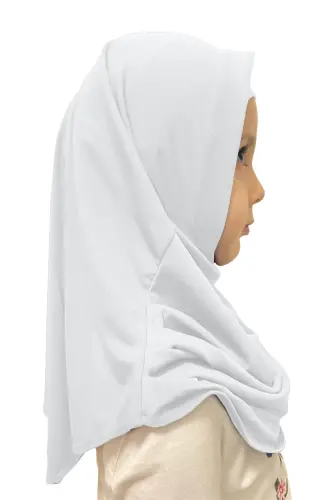 Pratik Hazır Geçmeli Çocuk Eşarp Beyaz - ihvanonline (1)