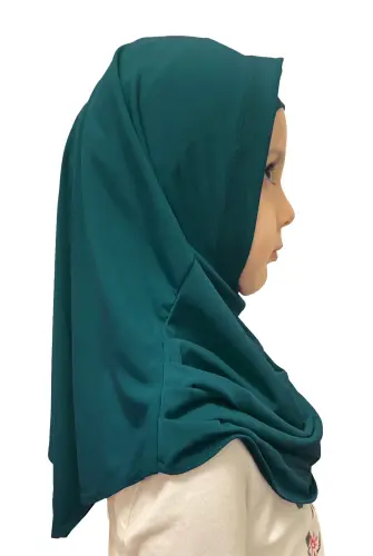 Pratik Hazır Geçmeli Çocuk Eşarp Zümrüt Yeşili - ihvanonline (1)