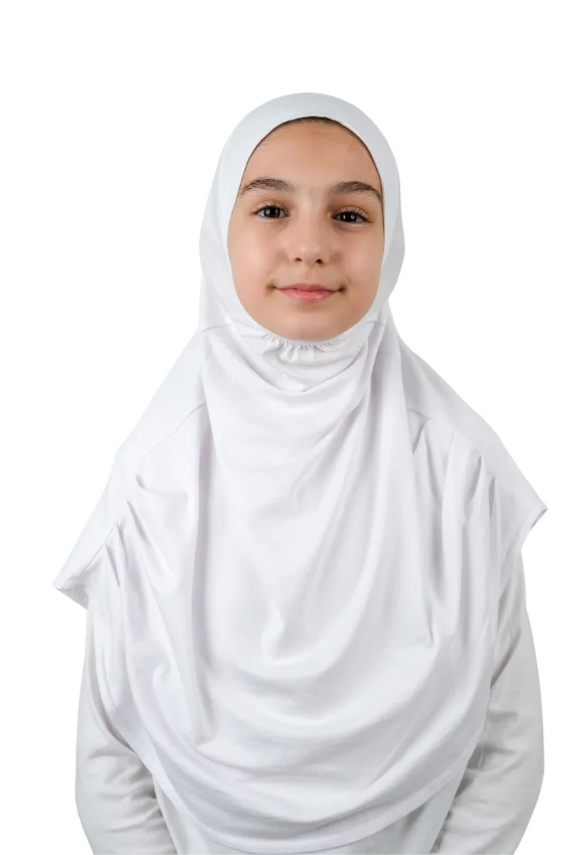 Pratik Hazır Geçmeli Çocuk Şal Beyaz - 1