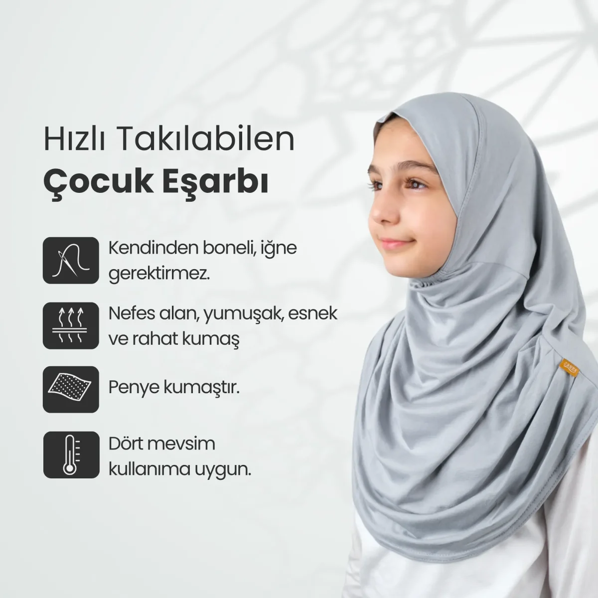 Pratik Hazır Geçmeli Çocuk Şal Gri - 2
