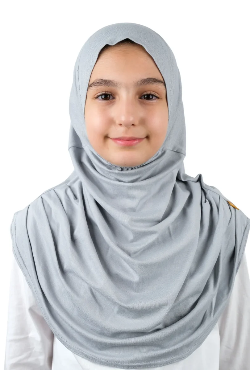 Pratik Hazır Geçmeli Çocuk Şal Gri - 1