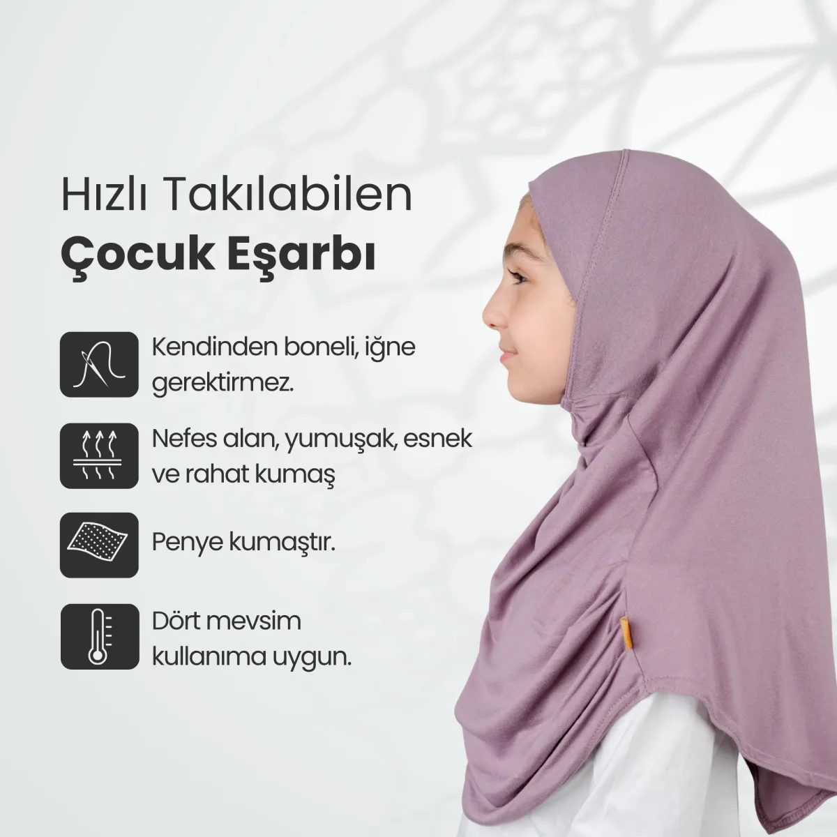 Pratik Hazır Geçmeli Çocuk Şal Gül Kurusu - 2