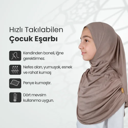 Pratik Hazır Geçmeli Çocuk Şal Kahve - 2