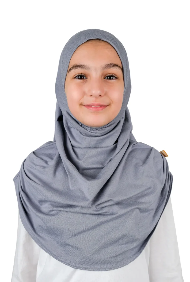 Pratik Hazır Geçmeli Çocuk Şal Koyu Gri - 1