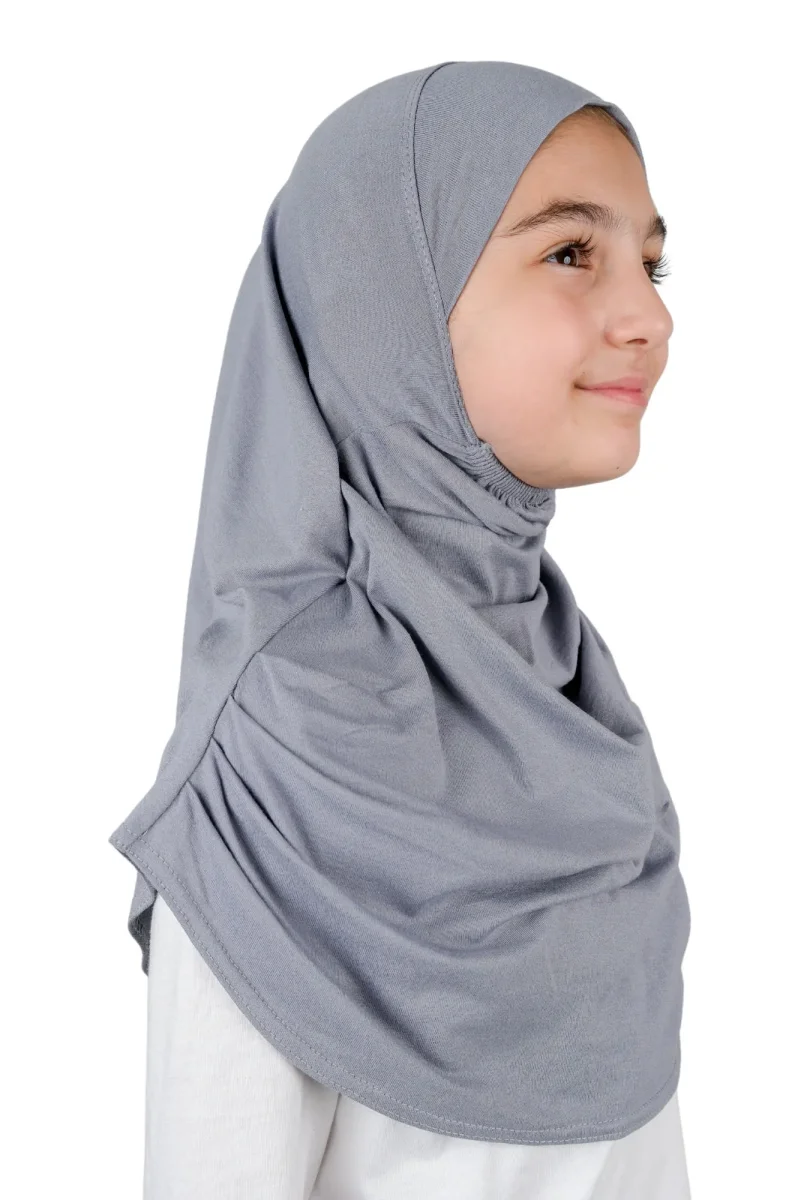 Pratik Hazır Geçmeli Çocuk Şal Koyu Gri - 4