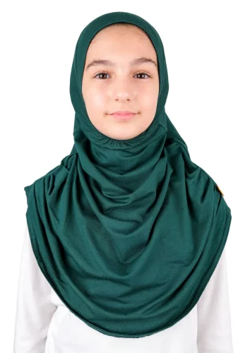 Pratik Hazır Geçmeli Çocuk Şal Koyu Yeşil 