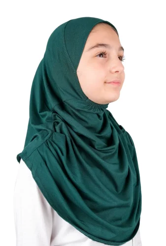 Pratik Hazır Geçmeli Çocuk Şal Koyu Yeşil - 4