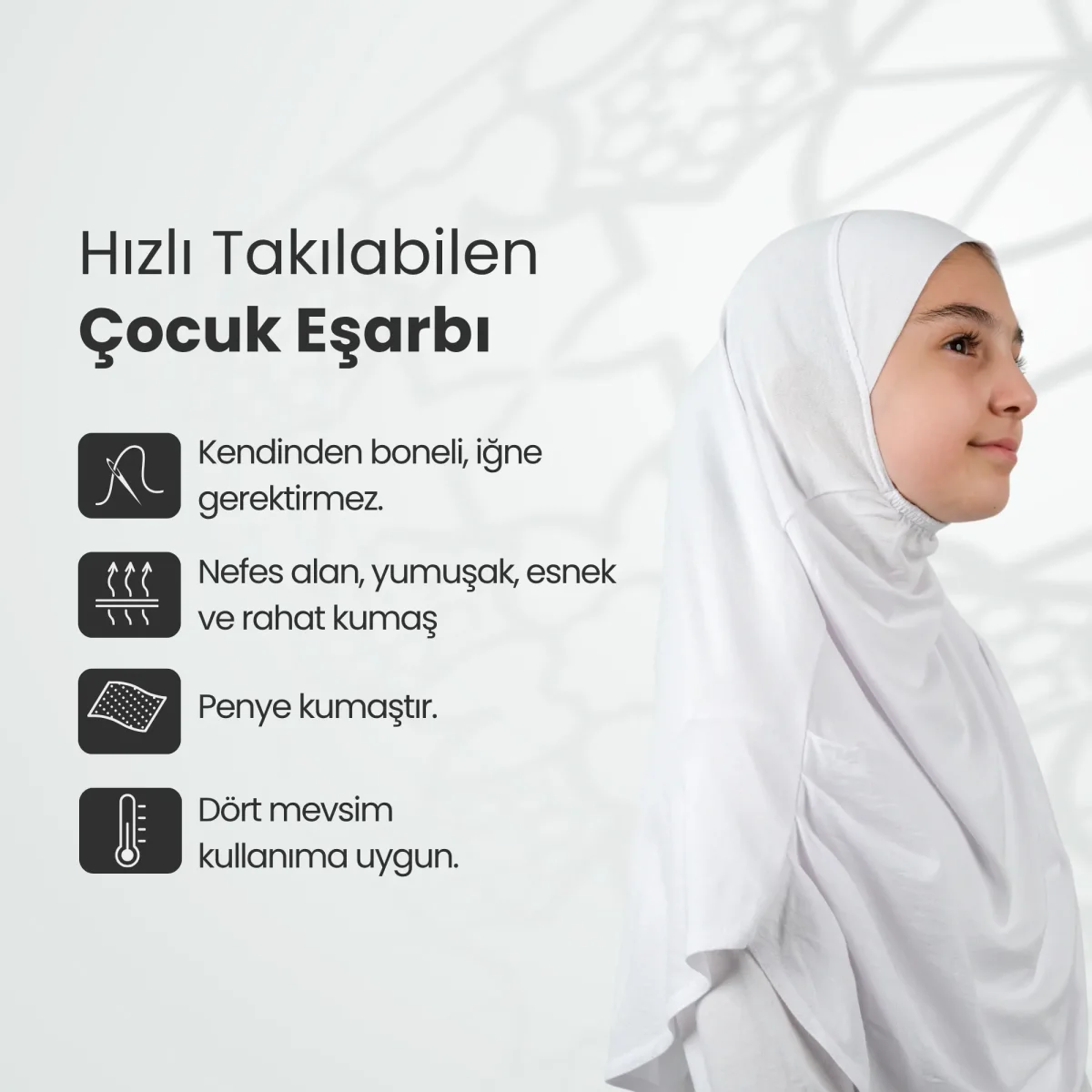 Pratik Hazır Geçmeli Çocuk Şal Krem - 2