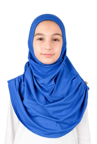 Pratik Hazır Geçmeli Çocuk Şal Mavi 